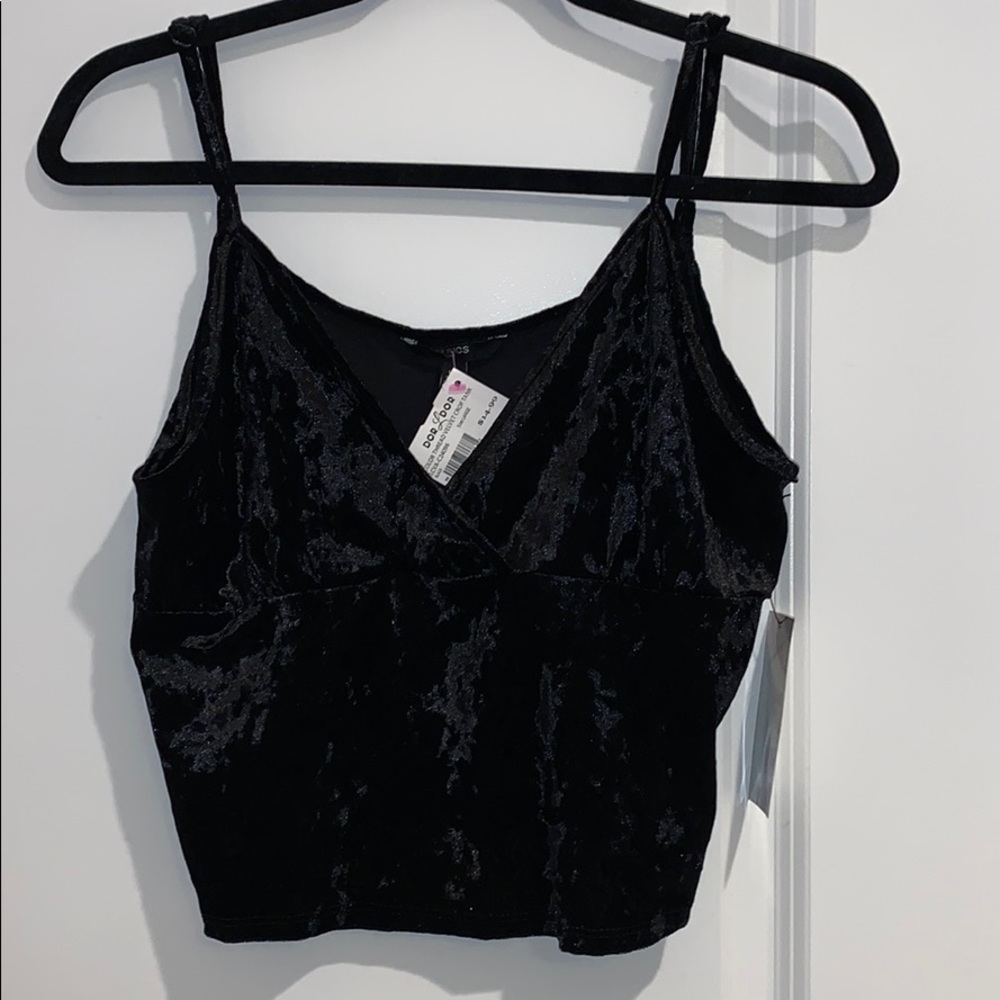 Black Crushed Velvet Tank Top